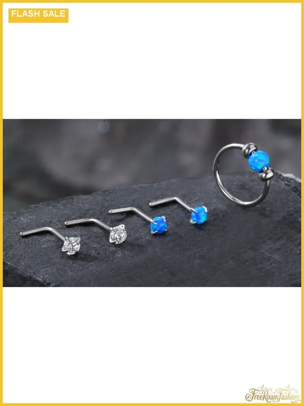 5PC Stainless Steel Nose Rings Hoops 20g Opal Studs Piercing Jewelry Cartilage